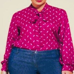 Marina Rinaldi Women's Fuchsia Pink Flowing Viscose Shirt Size 22W/31 NWOT